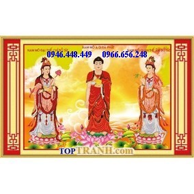 Tranh gắn đá tam thế phật